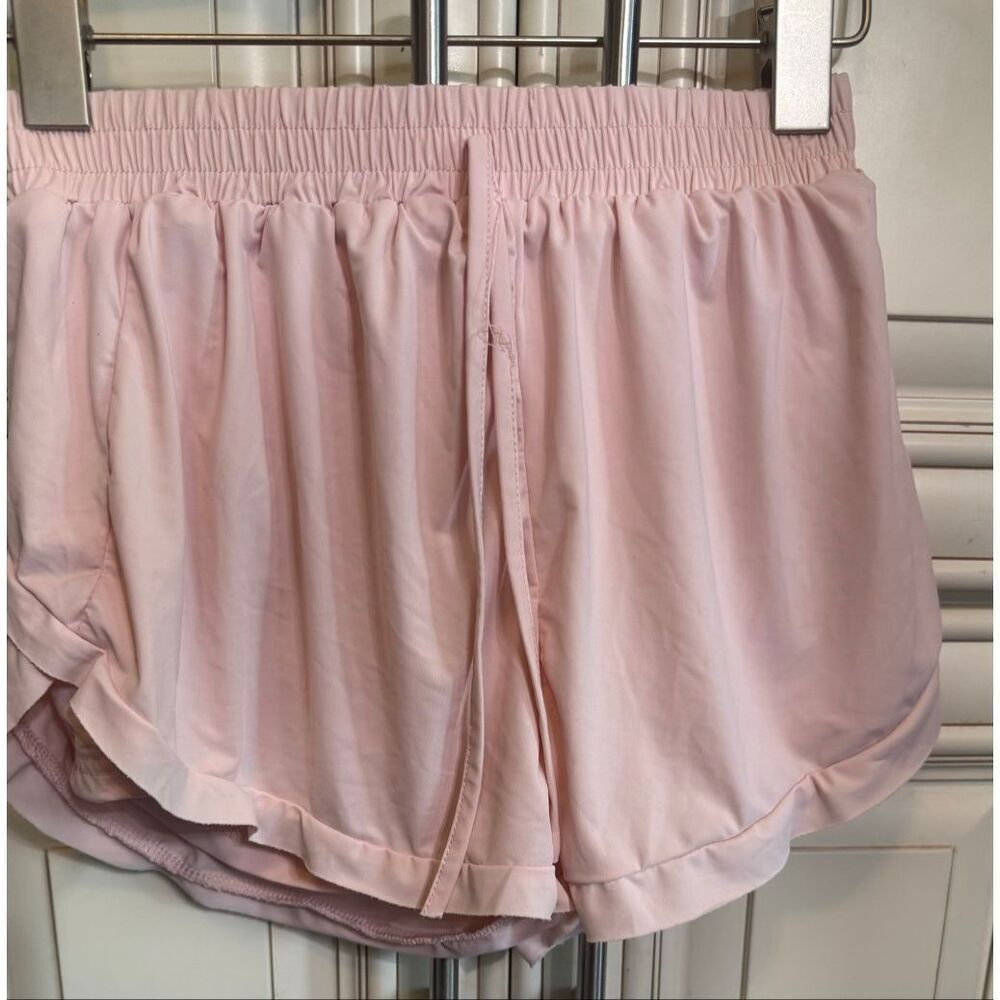 Exarus Girls' Ruffled Hem Elastic Waist Pull-On Athletic Shorts Pink Size 12Y